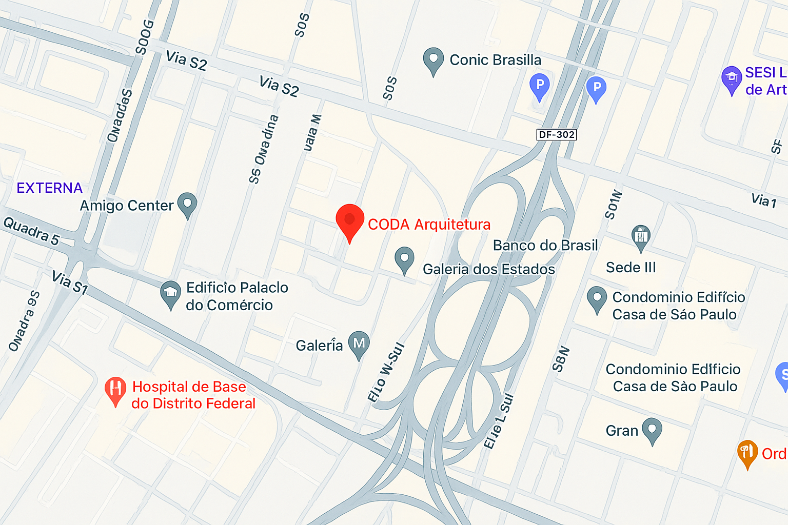 Localização CoDA Arquitetura - Asa Sul, Brasília